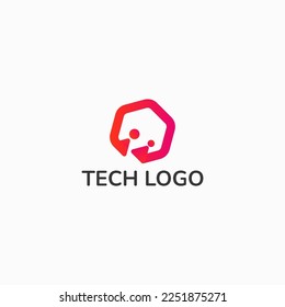 ILLUSTRATION HEXAGON GRADIENT COLOR TECH LOGO ICON SIMPLE MODERN DESIGN VECTOR