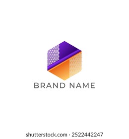 ILUSTRACIÓN DEGRADADO HEXAGONAL COLOR NARANJA PÚRPURA CON TEXTURA BITMAP. TECH LOGO ICON PLANTILLA SIMPLE ELEMENTO DE DISEÑO VECTOR