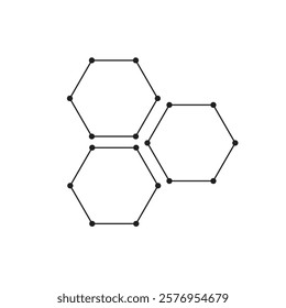 Illustration hexagon line network stroke with blank background