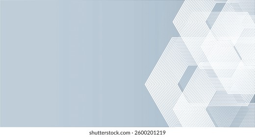 Illustration hexagon lines on gray background. Geometric stripe line art design modern
