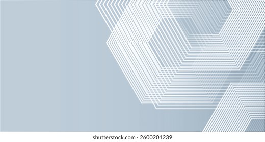 Illustration hexagon lines on gray background. Geometric stripe line art design 