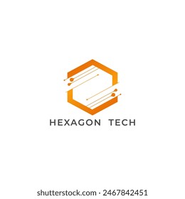 ILLUSTRATION HEXAGON SIMPLE  GRADIENT ORANGE COLOR TECH LOGO ICON MODERN SIMPLE TEMPLATE ELEMENT DESIGN VECTOR