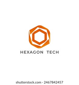 ILLUSTRATION HEXAGON SIMPLE GRADIENT ORANGE COLOR TECH LOGO SYMBOL MODERNE SIMPLE VORLAGE ELEMENT DESIGN VEKTORGRAFIK