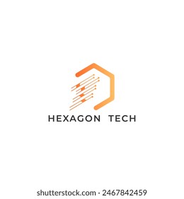 ILLUSTRATION HEXAGON SIMPLE  GRADIENT ORANGE COLOR TECH LOGO ICON MODERN SIMPLE TEMPLATE ELEMENT DESIGN VECTOR