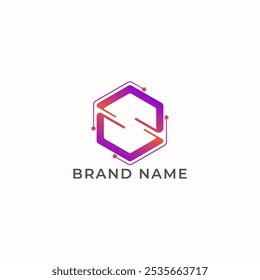 ILLUSTRATION HEXAGON SIMPLE  GRADIENT PURPLE ORANGE COLOR TECH LOGO ICON MODERN SIMPLE TEMPLATE ELEMENT DESIGN VECTOR