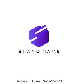 ILLUSTRATION HEXAGON SIMPLE GRADIENT PURPLE ORANGE COLOR TECH LOGO ICON MODERN SIMPLE TEMPLATE ELEMENT DESIGN VECTOR