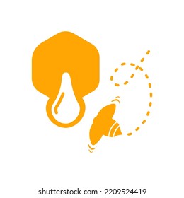 Illustration of hexagonal beehive and honey and bee. Vector format and flat style