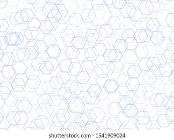 Illustration with hexagons on light background. Abstract technology communication design innovation concept background. Vector hexagons pattern. 