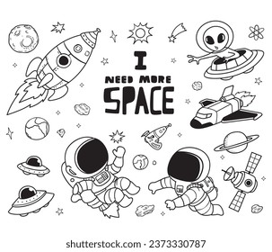 Illustration hI need space doodle for kids, space doodle