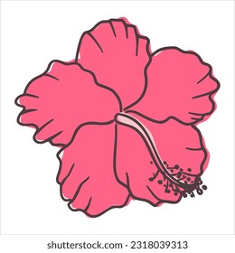 Illustration of a hibiscus flower. Hand drawn style.Vector illustration EPS10