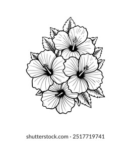 Ilustração da flor de hibisco isolada no fundo branco. Elemento de design