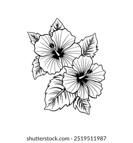 Ilustração da flor de hibisco isolada no fundo branco. Elemento de design