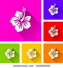 Illustration of hibiscus icons with long shadow
