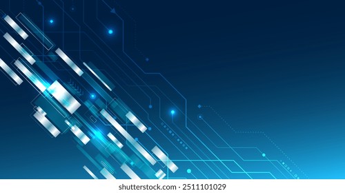 Ilustración de alta tecnología informática sobre fondo azul. Abstractas diseño futurista. Ciencia ficción, Ilustración vectorial dinámica. Concepto de tecnología digital de alta tecnología.