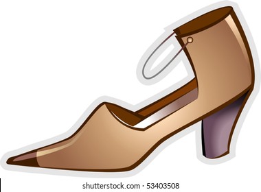 Illustration of high heal ladies footwear with  strap