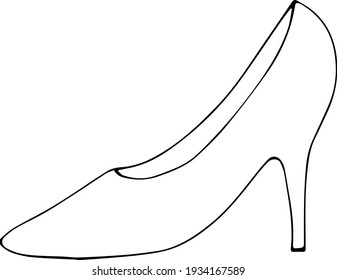 Illustration of high heel shoe drawn with simple lines