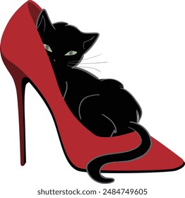 Una ilustración de tacones altos y gatitos.