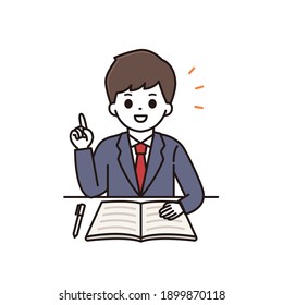 Illustration of a high school boy announcing points