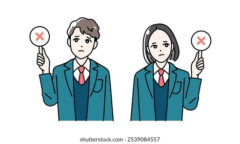 Illustration of high school boys and girls raising round bills