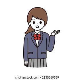Illustration of a high school girl explaining with a troubled face