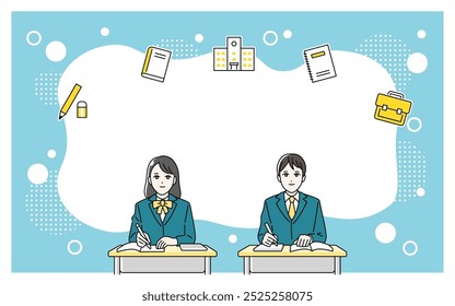 Illustration of high school students studying at their desks