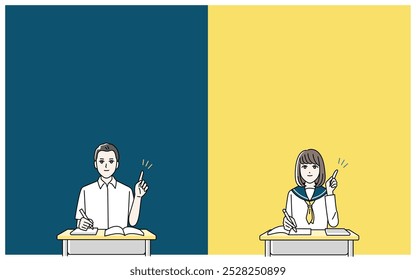 Illustration of high school students studying at their desks
