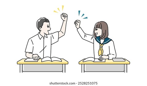 Illustration of high school students studying at their desks