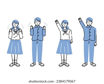 An illustration of a high school student.Students, youth, entrance exams, club activities, study, couples, motivation and effort.