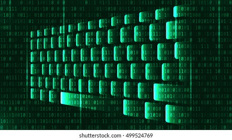 illustration of high tech keyboard with binary number