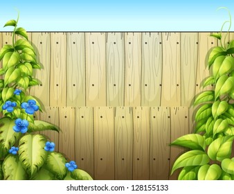 Illustration of the high wooden fence