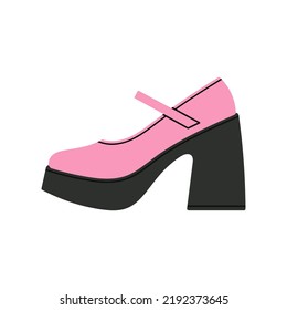 Illustration of high-heeled platform shoes, sandals. Ideal for parties. Stylish footwear. Fashion and lifestyle. Hand drawn vector illustration isolated on white background.