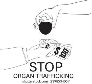 Illustration, die den Kampf gegen den menschlichen Organhandel hervorhebt, Poster-Design zur Sensibilisierung für den Menschenhandel, Stopp des illegalen Organhandels-Poster