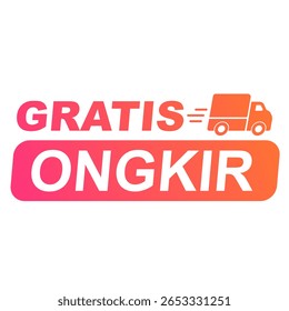 Illustration highlighting a shipping promotion with a delivery scooter icon and bold text. The design emphasizes free shipping with vibrant gradient colors ideal for marketing and advertising material