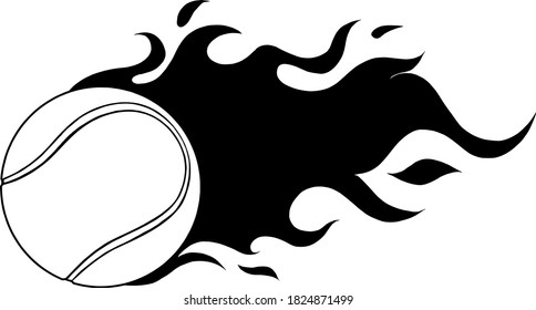 illustration of highly rendered tennis ball, isolated in black and white