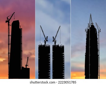 illustration with hightower buildings and cranes