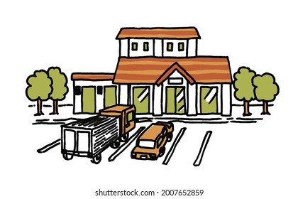 Illustration of highway service area (rest area)