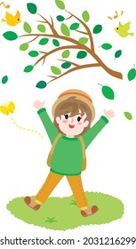 Illustration of the hiking girl