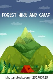 Illustration of a hiking site for camping 