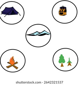 Illustration of hiking symbol icon for summer vacation