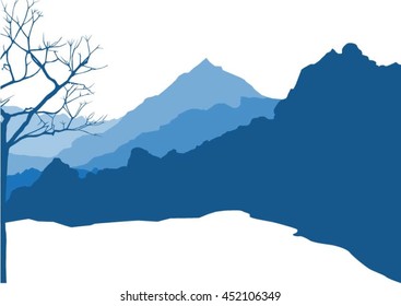 illustration with hill landscape