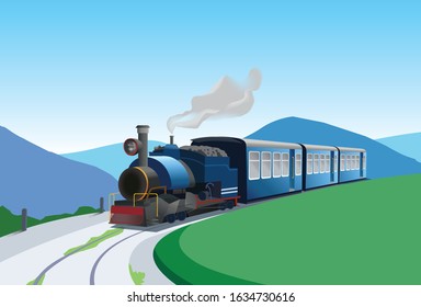 Illustration Of Hill Station Train