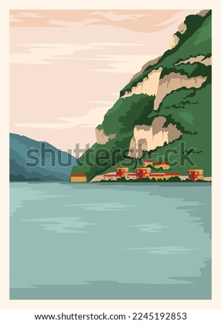 illustration of hill view on the beach, used for poster