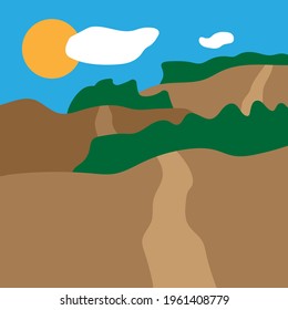 Illustration of hills on a sunny day