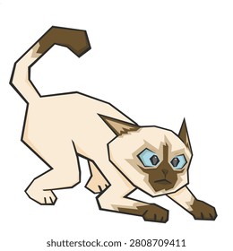 An illustration of a Himalayan cat with steady pose and ready to hunt