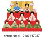 Illustration of hina dolls for Hinamatsuri