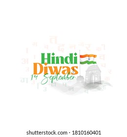 Illustration of Hindi Diwas 14th September Background with hindi texts