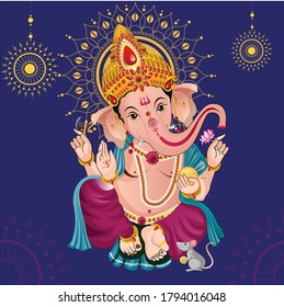 Illustration Hindu God Ganapati Bappa, Ganesh Idol 