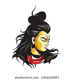 An illustration of Hindu God, Lord Shiva vector face, An Indian God Shiva vector illustration