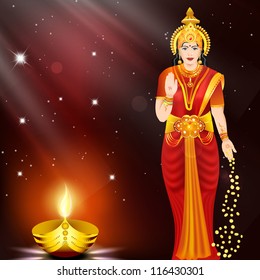 Illustration of Hindu goddess Laxmi. EPS 10.