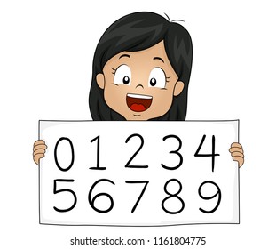 Illustration Of A Hindu Kid Girl Showing Arabic Numeral System